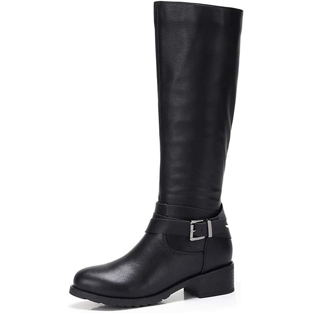 Details about   Women Biker Casual Office OL Round Toe Low Heel Mid Calf Knee High Boots 44/48 L
